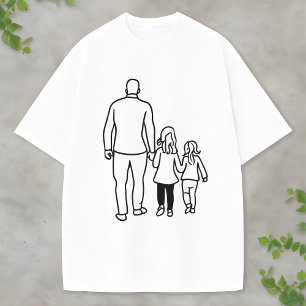 Camiseta Arte de línea minimalista de padre e hijas