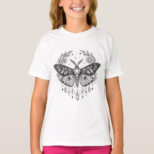 Camiseta Arte de línea mística gótica de polilla botánica c