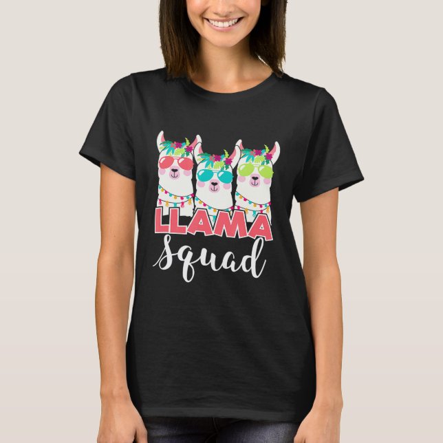 Camiseta Arte de Llama Squad Retro Estilo 80s Alpaca (Anverso)
