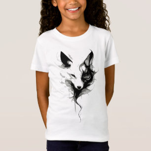 Camiseta Arte de lobo blanco elegante en tinta negra
