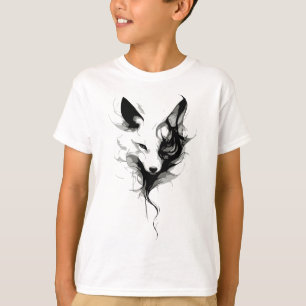 Camiseta Arte de lobo blanco elegante en tinta negra