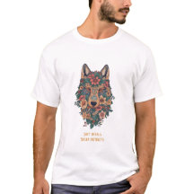 Arte de lobo floral boho psicodélico