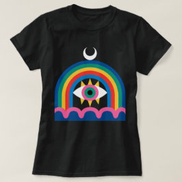 Camiseta Arte de Luna Creciente Ojo de Arcoíris
