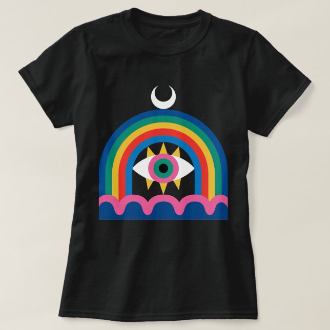 Camiseta Arte de Luna Creciente Ojo de Arcoíris (Diseño del anverso)