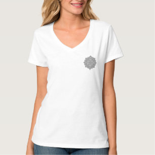 Camiseta Arte de Mandala de Línea Negra Intrincada