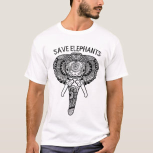 Camiseta Arte de Mandala salva elefantes