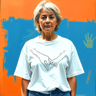 Camiseta Arte de mano de familia minimalista - Dibujo de un