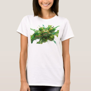 Camiseta Arte de manzana abstracta verde elegante