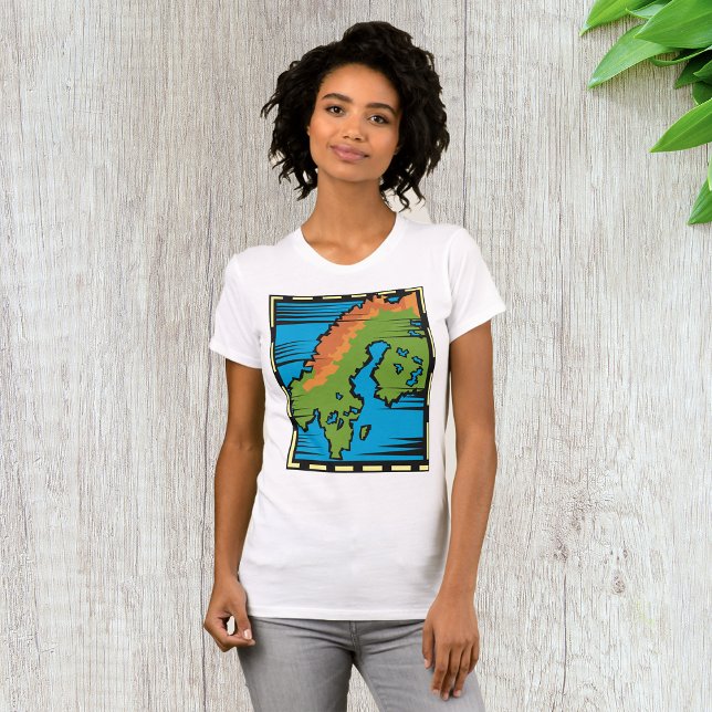 Camiseta Arte de mapa abstracto de Escandinavia (Subido por el creador)