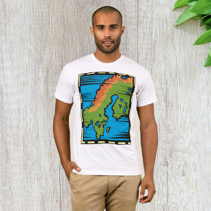 Camiseta Arte de Mapa Abstracto de Escandinavia