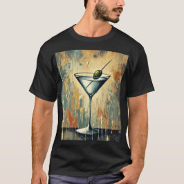Camiseta Arte de Martini de Medios Mixtos de Mitad de Siglo