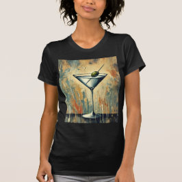 Camiseta Arte de Martini de Medios Mixtos de Mitad de Siglo