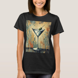 Camiseta Arte de Martini de Medios Mixtos de Mitad de Siglo