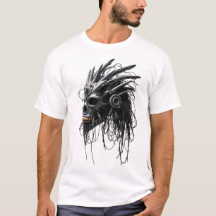 Camiseta Arte de máscara tribal - Diseño híbrido futurista