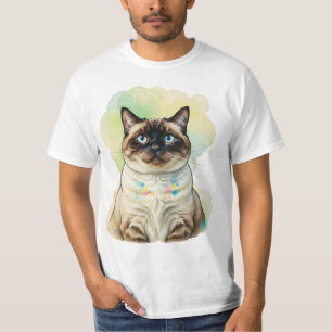 Camiseta Arte de mascota de gato siamés lindo ojos azules a