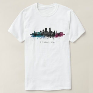 Camiseta Arte de Massachusetts Acuarela del horizonte de