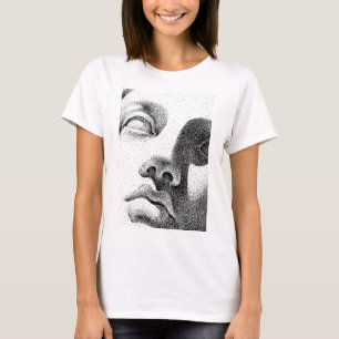 Camiseta Arte de Matriz de Puntos: Cara de Mármol Clásica