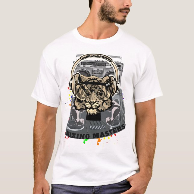 Camiseta Arte de mezcla del tigre de DJ de los amos (Anverso)