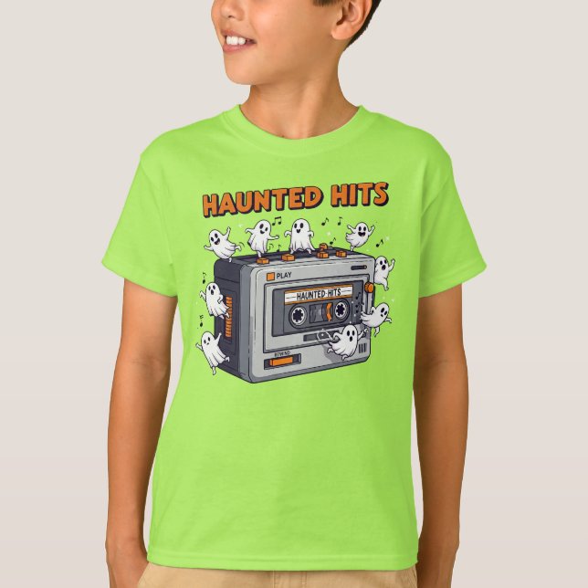 Camiseta Arte de mixtape Cute Ghost-Hauned (Anverso)