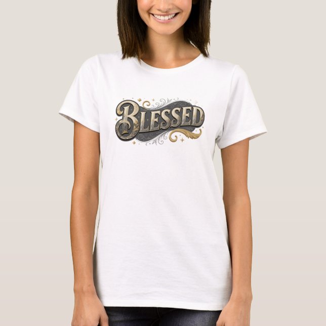 Camiseta Arte de moda BLESSED 2D elegante y con estilo (Anverso)