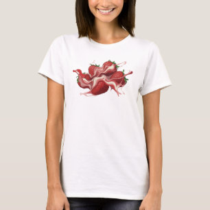 Camiseta Arte de Moda de Fresas Abstractas Rojas Cautivador