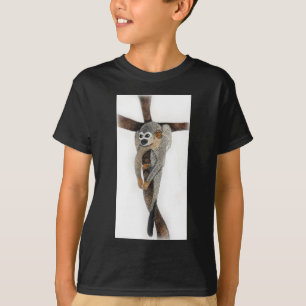 Camiseta arte de mono araña en pluma