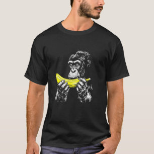 Camiseta Arte de mono comiendo un plátano, Gráfico divertid