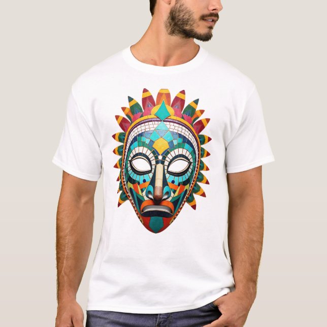 Camiseta Arte de mosaico en la cara tribal (Anverso)