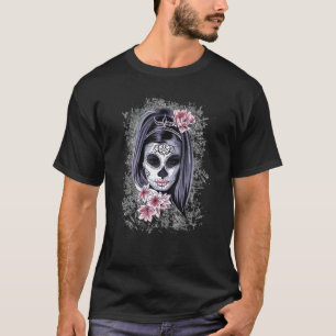 Camiseta Arte de mujer de Halloween Cara Pintada La Catrina