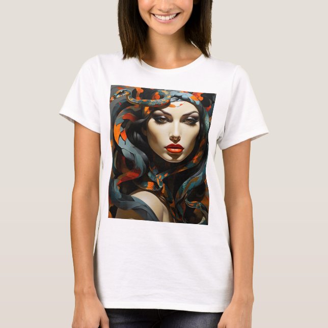 Camiseta Arte de mujer serpiente (Anverso)