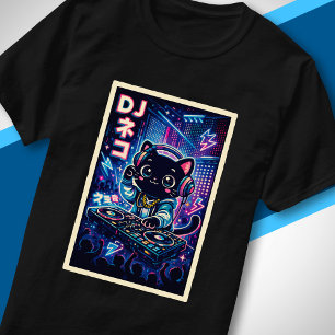 Camiseta Arte de música japonesa cyberpunk DJ gato lindo po