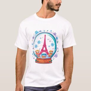 Camiseta Arte de Navidad del Globo de Nieve de la Torre Eif