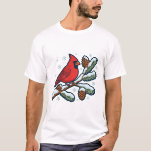 Camiseta Arte de Navidad del Pájaro Cardinal de Invierno
