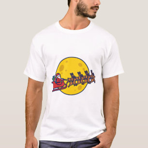 Camiseta Arte de Navidad Silueta de Reno de Trineo de Santa