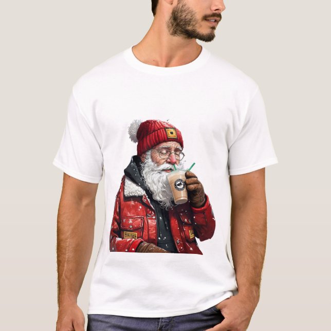 Camiseta Arte de Navidades de café helado de Guay Santa (Anverso)