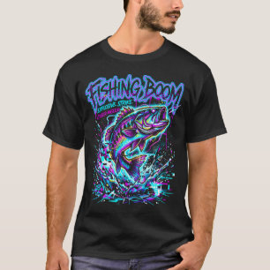 Camiseta Arte de neón ciber Boom de pesca