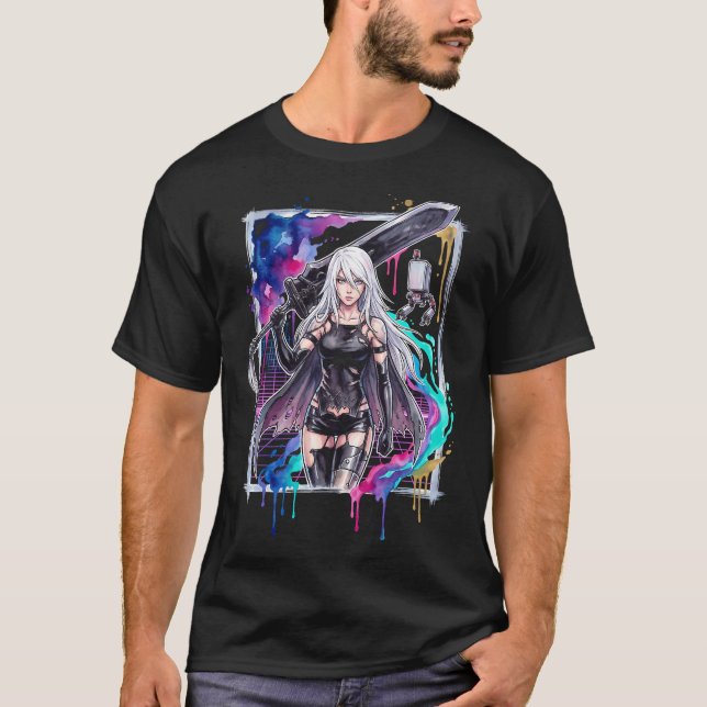 Camiseta Arte de NieR Automata A2 Androide Rogue Modo Berse (Anverso)