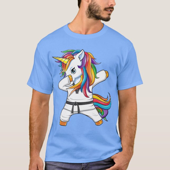 Camiseta Arte de niños de Dabbing Unicorn Karate Taekwondo (Anverso)