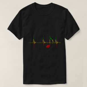 Camiseta Arte de Nota de Música Latido del Corazón Rasta