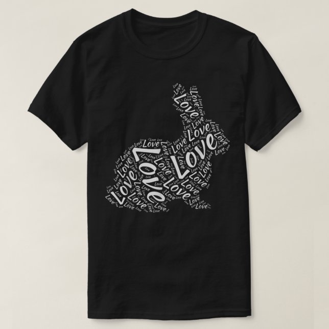 Camiseta Arte de Nube de Palabras de Amor de Conejo Silueta (Diseño del anverso)