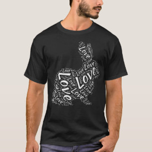 Camiseta Arte de Nube de Palabras de Amor de Conejo Silueta
