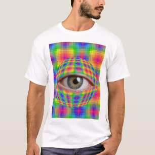 Camiseta Arte de Ojo Trippy Ojo de Cuadro Escocés de Arco