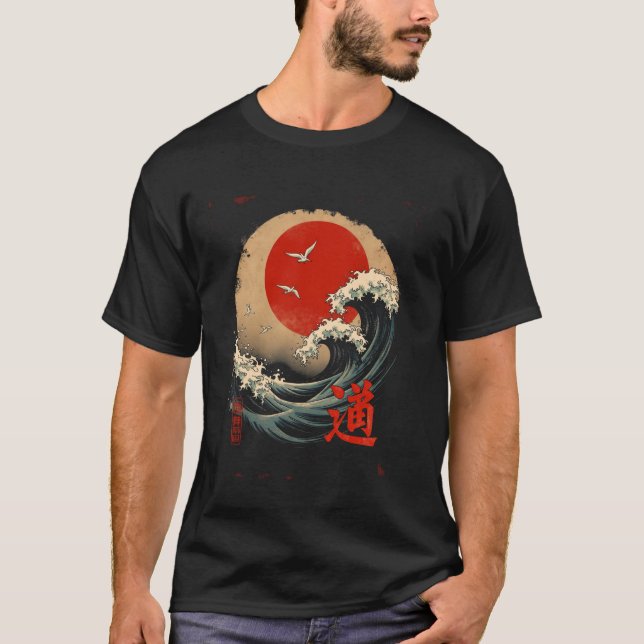 Camiseta arte de olas japonés (Anverso)