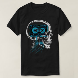 Camiseta Arte de onda de sonido de cráneo de cinta de caset