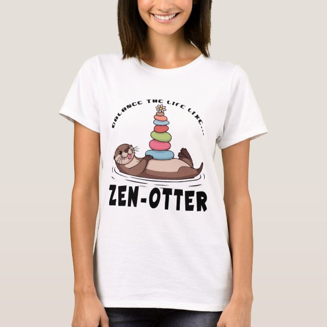 Camiseta Arte de Otter juguetón juguetón - Balance de piedr (Anverso)