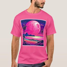 Camiseta Arte De Paisaje De La Playa De La Luna Rosa