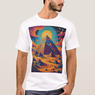 Camiseta Arte de paisaje de pirámide egipcia psicodélico