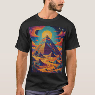 Camiseta Arte de paisaje de pirámide egipcia psicodélico