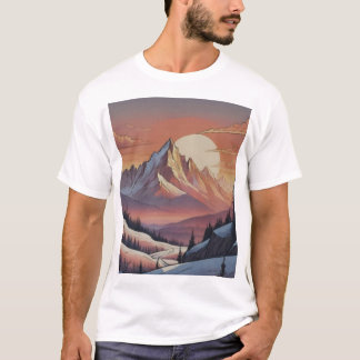 Camiseta Arte de paisaje majestuoso de montaña nevada