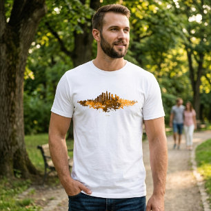 Camiseta Arte de paisaje urbano en acuarela del horizonte d